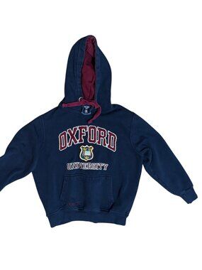 Womens Oxford University Navy Blue Hoodie Logo Size L Y2K